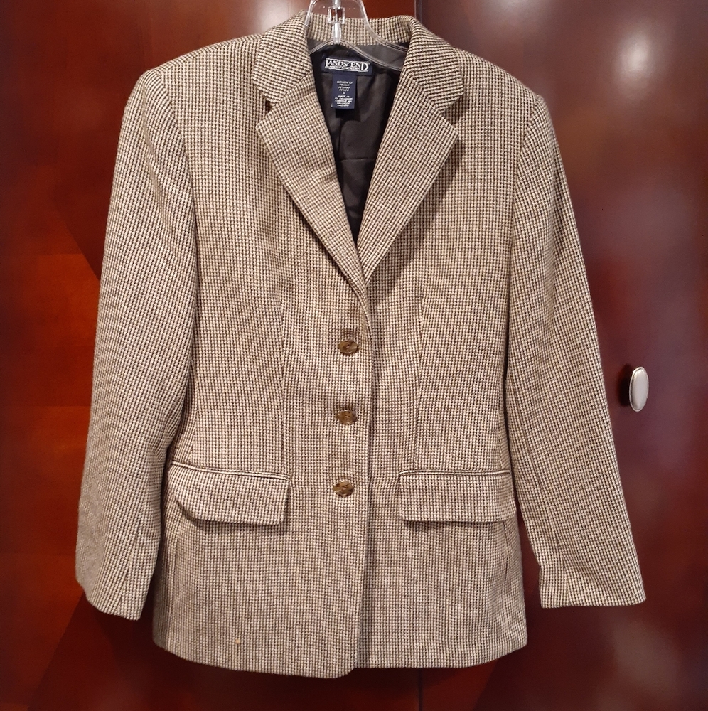 Land's End Plaid Stitched Blazer
